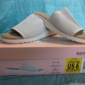 Kensie Beige Knit Slide Sandals